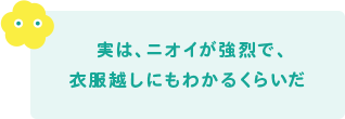 実は、ニオイが強烈で、衣服越しにもわかるくらいだ 