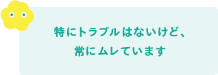 特にトラブルはないけど、常にムレています